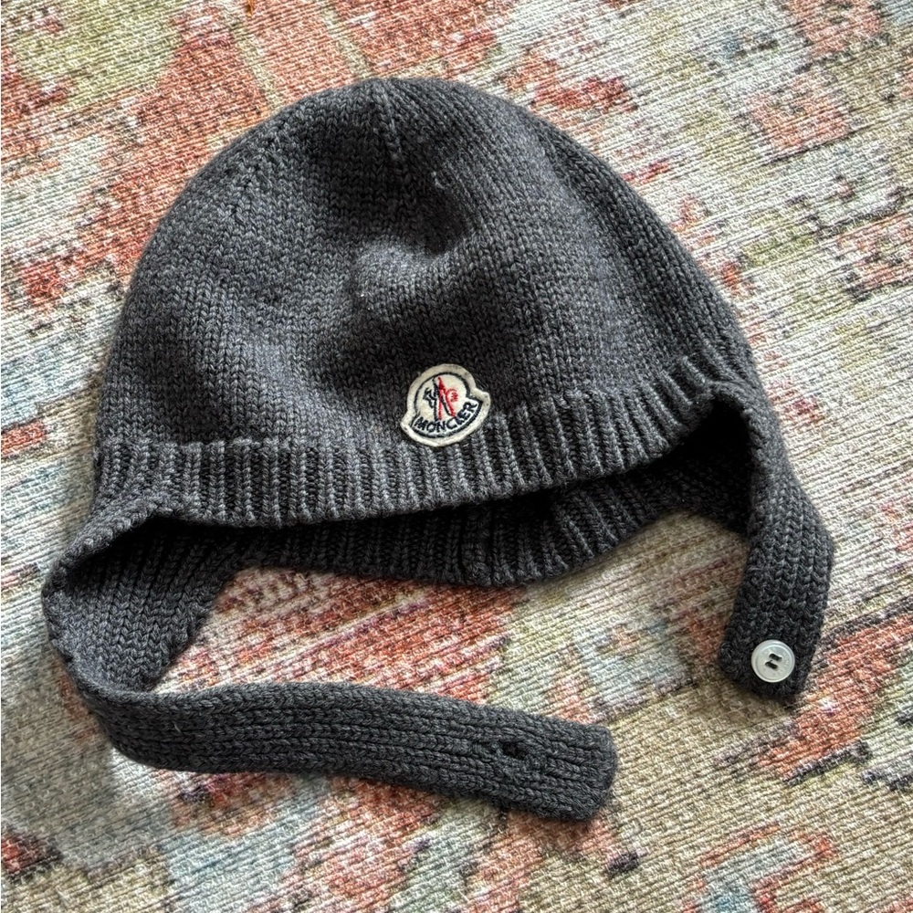 Moncler Kids Charcoal Knit Hat